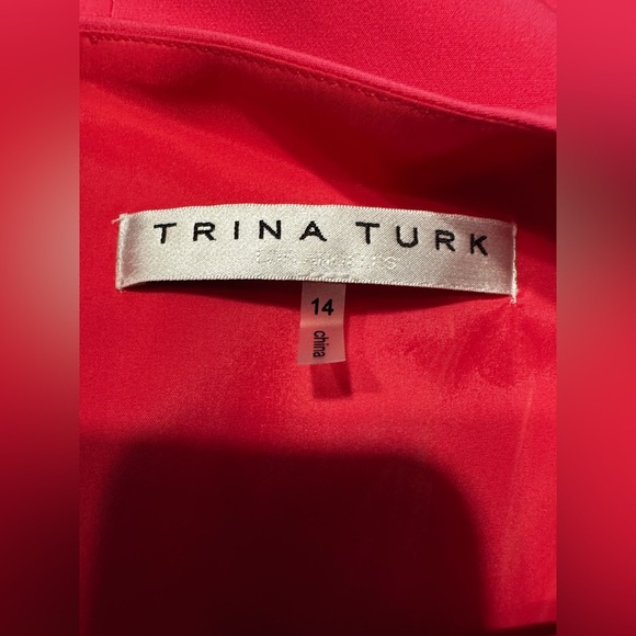 Trina Turk Suave Petal Pink Pleated Elegant Short Sleeve Sheath Dress Sz 14 - Picture 5 of 9